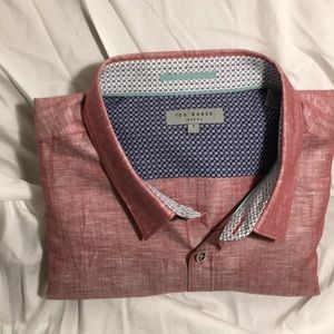 Ted Baker - Red/Pink Oxford Button Down. Size 7